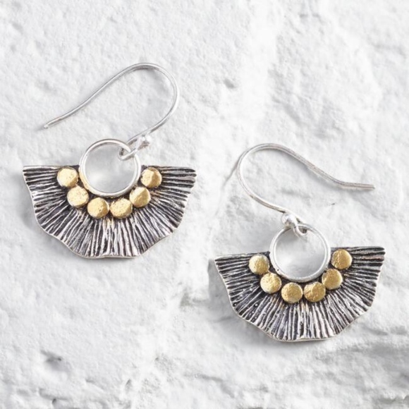 Cost Plus World Market Jewelry - World Market Silver And Gold Etched Fan Earrings